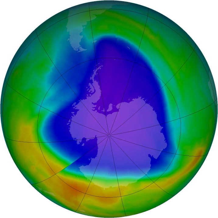 Antarctic ozone map for 06 October 2008